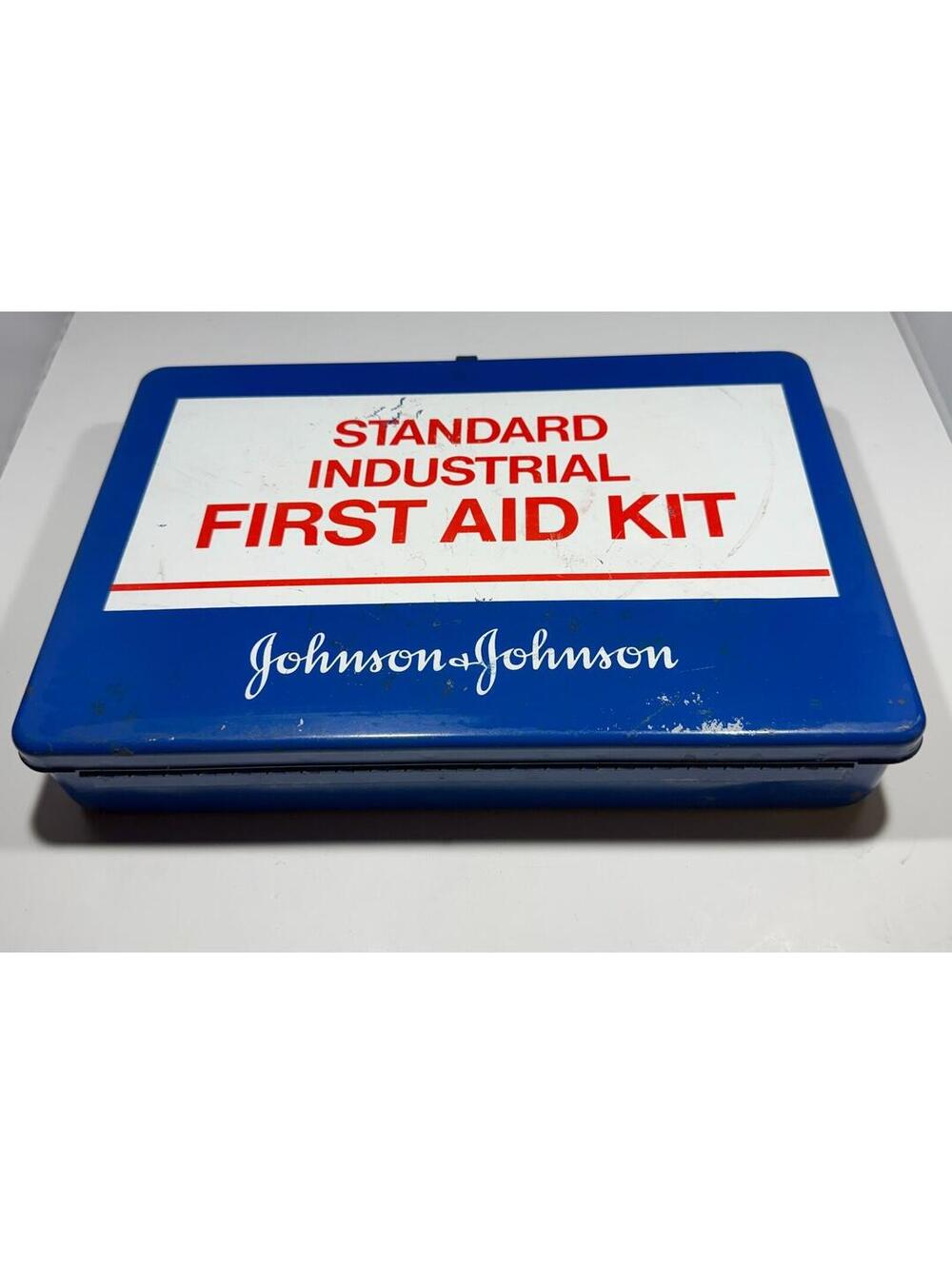 VTG Johnson & Johnson Standard Industrial First Aid Kit Metal Wallmount 1972